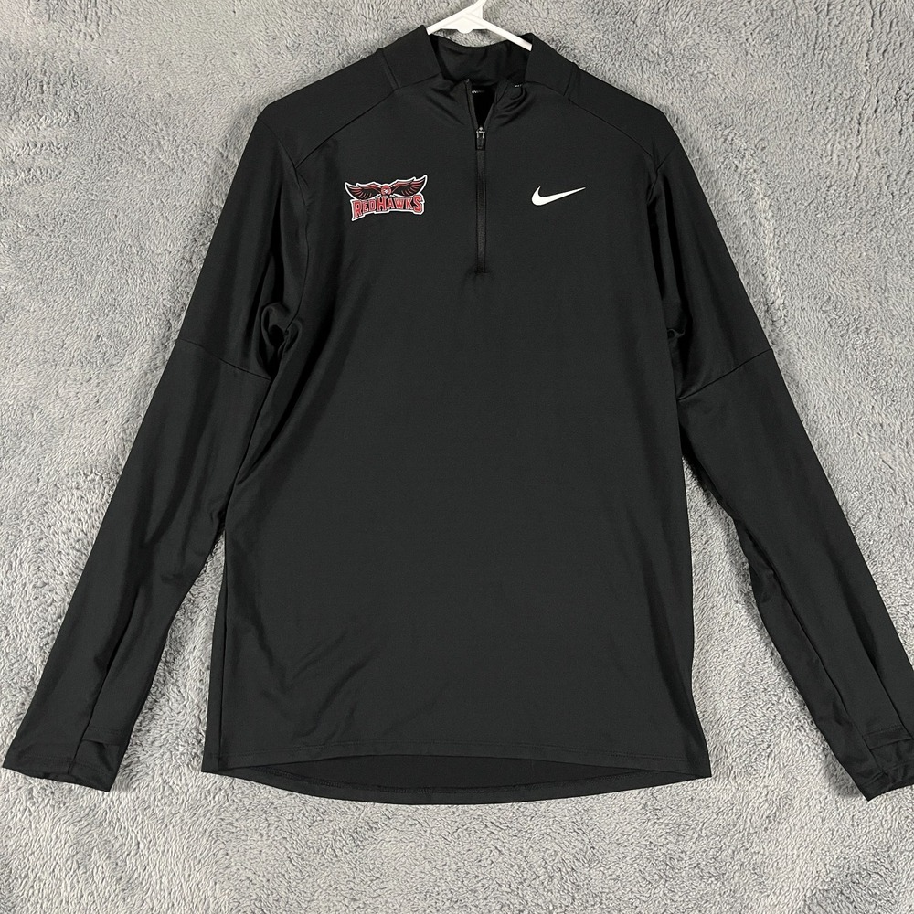 Nike Running Dri-FIT 1/4 Zip Pullover Mens Small Black DH4949-010 Red Hawks